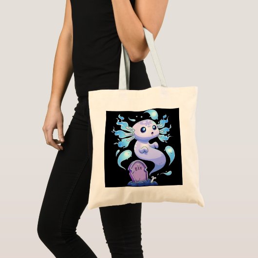 Ghost Axolotl Halloween Creepy Spooky Axolotl Spoo Tote Bag (Voorkant (product))
