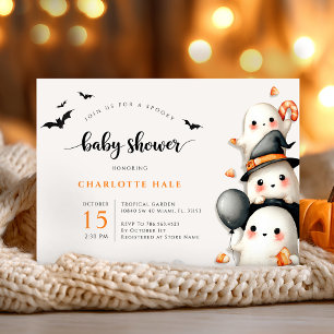 Ghost Baby shower Little Boo Halloween Kaart