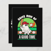 Ghost Baseball Player Halloween Informatiekaartje (Voorkant / Achterkant)