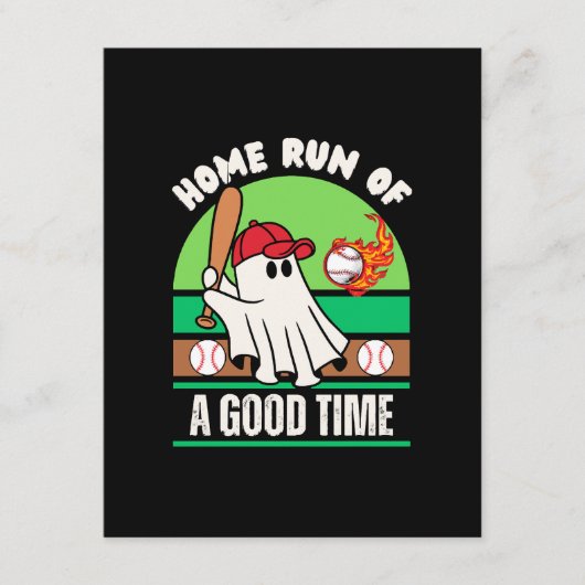 Ghost Baseball Player Halloween Informatiekaartje (Voorkant)