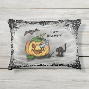 Ghost, Bat en Cat, Happy Halloween. Buitenkussen