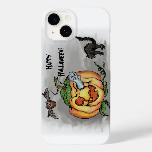 Ghost, Bat en Cat, Happy Halloween. Case-Mate iPhone Case (Achterkant)