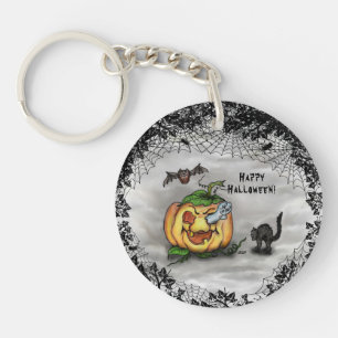 Ghost, Bat en Cat, Happy Halloween. Sleutelhanger