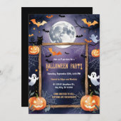 Ghost Bat Moon Pumpkin Halloween Kaart (Voorkant / Achterkant)