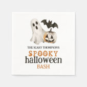 Ghost Bat Pumpkin Naam Spooky Halloween Bash Servet (Voorkant)
