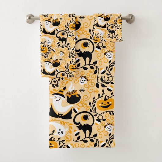 Ghost Bats en Pumpkins Halloween Bath Towel Set Bad Handdoek (Insitu)