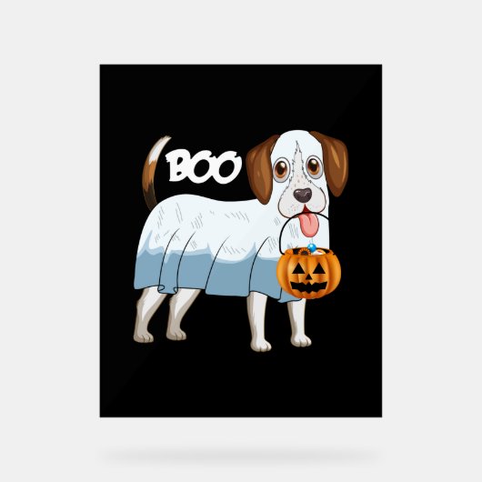 Ghost Beagle Halloween Dog Acryl Bord (Voorkant)
