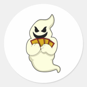 Ghost bij Poker met pokerkaarten Ronde Sticker