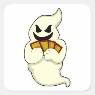 Ghost bij Poker met pokerkaarten Vierkante Sticker
