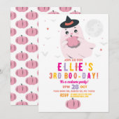 Ghost Birthday Pumpkins Meisjes Pink Kaart (Voorkant / Achterkant)