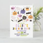 Ghost Birthday Pumpkins Meisjes Roze Halloween Kaart (Staand voorkant)