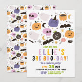 Ghost Birthday Pumpkins Meisjes Roze Halloween Kaart (Voorkant / Achterkant)