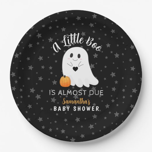 Ghost Boo Halloween Baby shower Papieren Bordje (Voorkant)