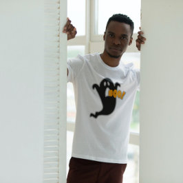 Ghost Boo Halloween Zwart Sinaasappel Graphic T-shirt