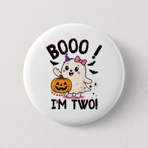 Ghost Boo Ik ben twee jaar 2e verjaardag peuter Ha Ronde Button 5,7 Cm