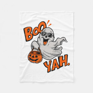 Ghost Boo Yah Funny Halloween Shirt Spooky Booyah Fleece Deken