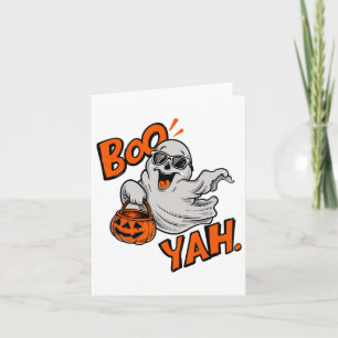 Ghost Boo Yah Funny Halloween Shirt Spooky Booyah Kaart