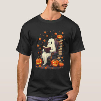Ghost Book Reader Leesboek Liefhebber Leraar Grapp T-shirt