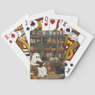 Ghost Book Reader Lezen Boek Literatuur Liefhebber Pokerkaarten