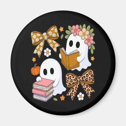 Ghost Books Halloween Floral Fall Halloween Magneet (Voorkant)