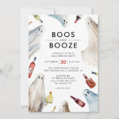 Ghost Boos en Booze | Fun volwassen Halloween Part Kaart (Voorkant)