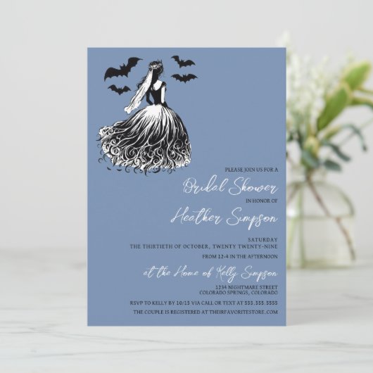 Ghost Bride Blue Vrijgezellenfeest Kaart (Staand voorkant)