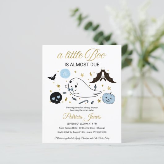 Ghost Budget Halloween Baby shower Uitnodiging (Staand voorkant)