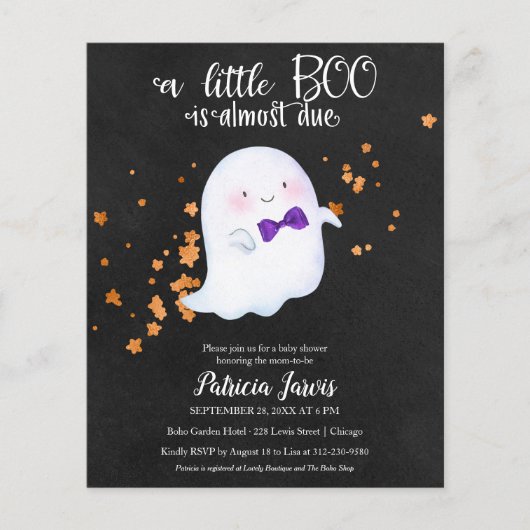 Ghost Budget Halloween Baby shower Uitnodiging (Voorkant)