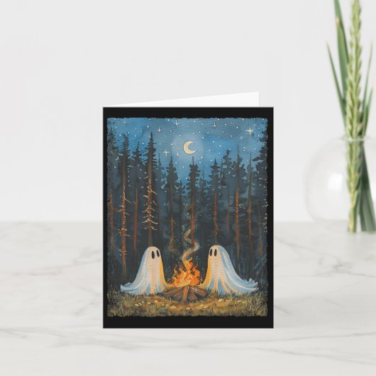 Ghost Campfire Camping Lover Forest Gothic Hallowe Kaart (Voorkant)