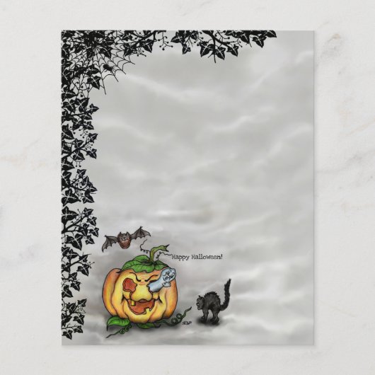 Ghost, Cat, Bat en Pumpkin, Happy Halloween! (Voorkant)