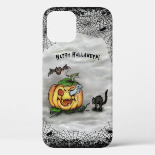 Ghost, Cat, Bat en Pumpkin, Happy Halloween! iPhone 12 Hoesje