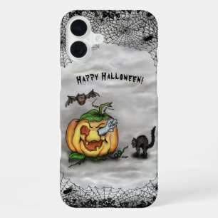 Ghost, Cat, Bat en Pumpkin, Happy Halloween! iPhone 16 Plus Hoesje