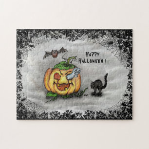 Ghost, Cat, Bat en Pumpkin, Happy Halloween! Legpuzzel
