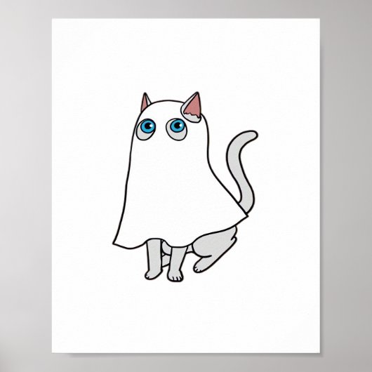 Ghost Cat Classic T-shirt_1 Poster (Voorkant)