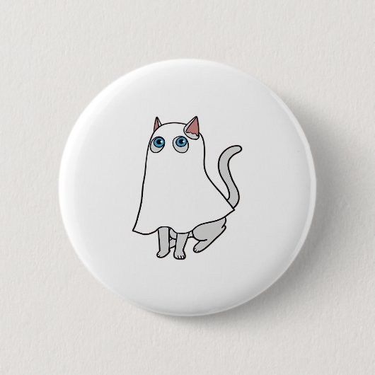 Ghost Cat Classic T-shirt_1 Ronde Button 5,7 Cm (Voorkant)