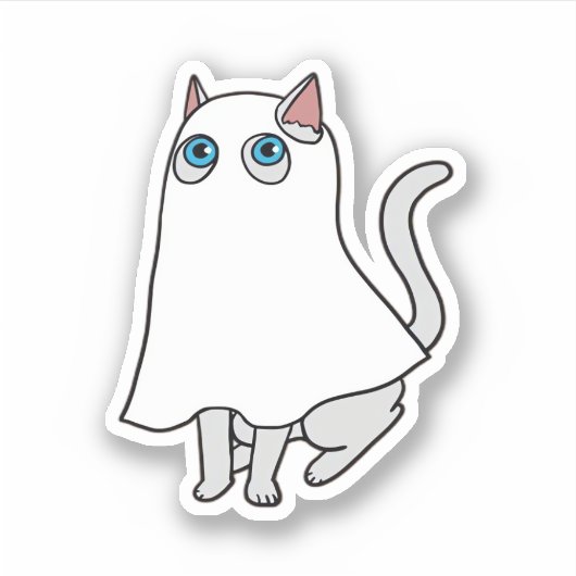 Ghost Cat Classic T-shirt_1 Sticker (Voorkant)