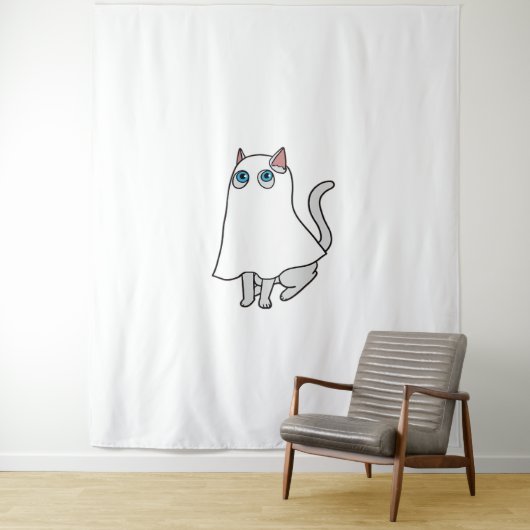 Ghost Cat Classic T-shirt_1 Wandkleed (In situ)