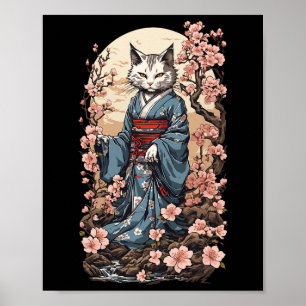 Ghost Cat met Kimono Japanse Yokai Folklore Desi Poster