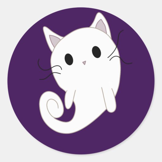 Ghost Cat Ronde Sticker (Voorkant)