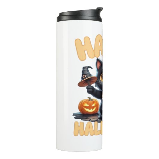 Ghost Cat T-shirt, Halloween Shirt, Spooky Schatti Thermosbeker (Gedraaid links)