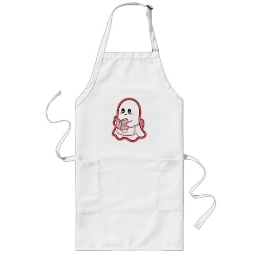 Ghost Chef Apron – Spooky Halloween Cooking fun Lang Schort (Voorkant)