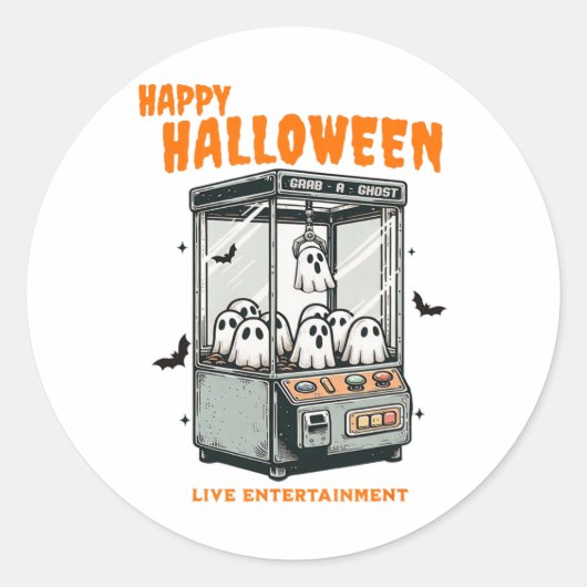 Ghost Claw Spel Happy Halloween Ronde Sticker (Voorkant)