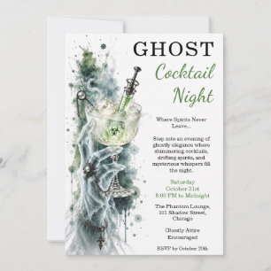 Ghost Cocktail Nacht Griezelen Halloween Feest Kaart