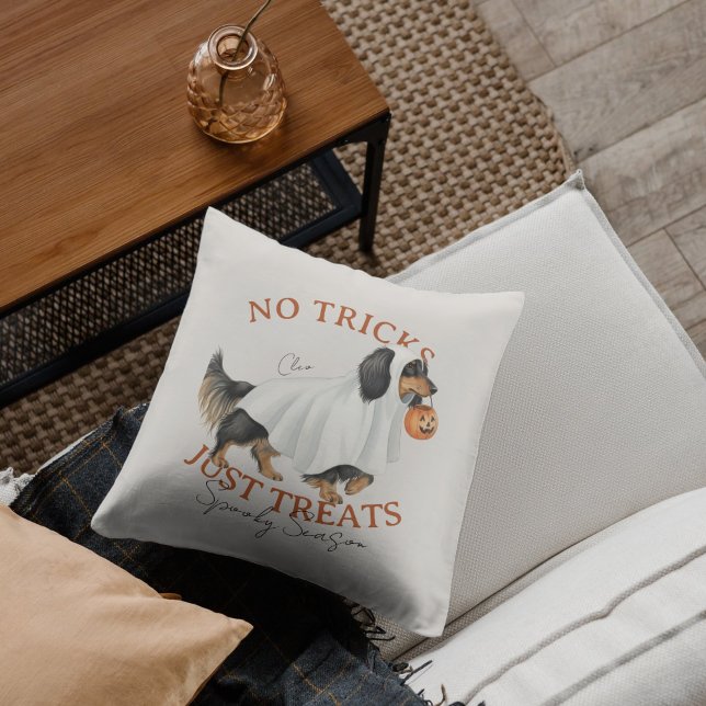 Ghost Costume Dog Teckel Spooky Seizoen Kussen (Elevate your fall home decor with this Ghost Costume Dog Dachshund Spooky Season throw pillow! )