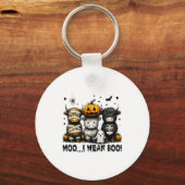 Ghost Cow Moo I Mean Boo Halloween Outfit Funny Co Sleutelhanger (Voorkant)