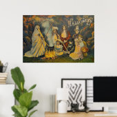 Ghost Cowboy Costume Jack O Lantern Pumpkin Poster (Thuiskantoor)