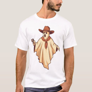 Ghost Cowboy Halloween Funny Haunted Costume T-shirt