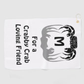 Ghost Crab Silhouette Casting a Shadow Monogram Golfhanddoek (Horizontaal)
