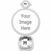 Ghost Crab Silhouette Casting a Shadow Monogram Sticker (Voorkant)