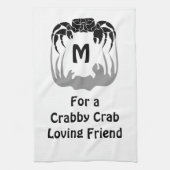 Ghost Crab Silhouette Casting a Shadow Monogram Theedoek (Verticaal)